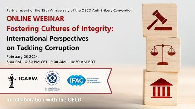 Banner for the Online Webinar Fostering Cultures of Integrity in February 2024