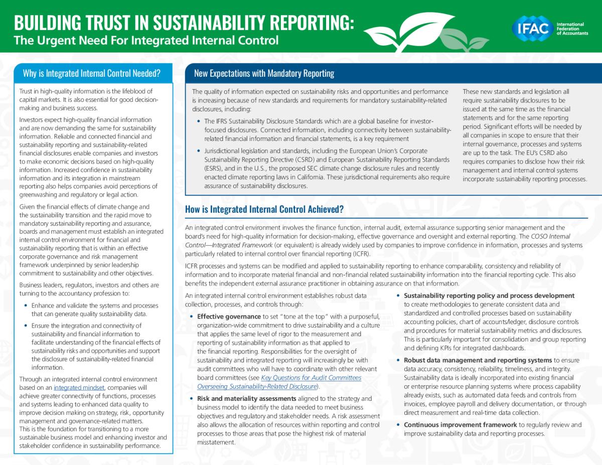 Sustainability Reporting Internal Control Placemat