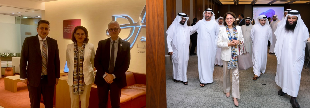 IFAC President Resmouki and IFAC Director of Sustainability, Policy & Regulatory Affairs David Madon meet with representatives from the DFSA