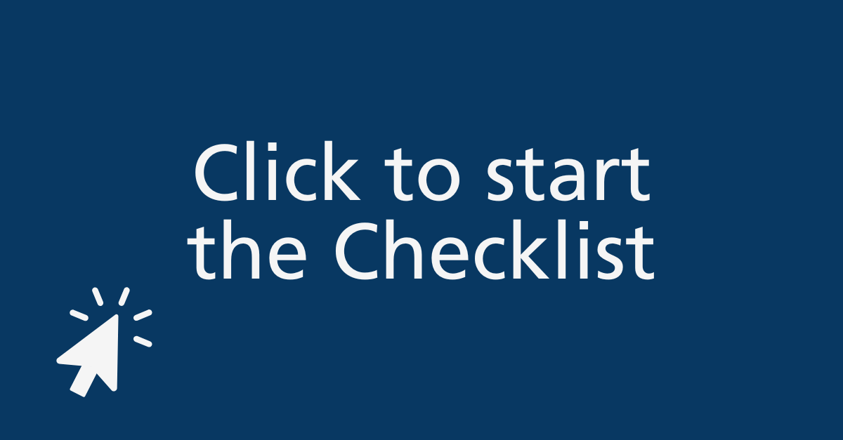 Clickable blue field with the text "Click to start the Checklist."