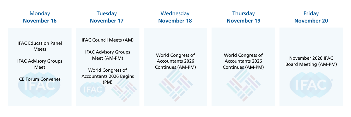 A schedule showing the events of November 16-20 2026