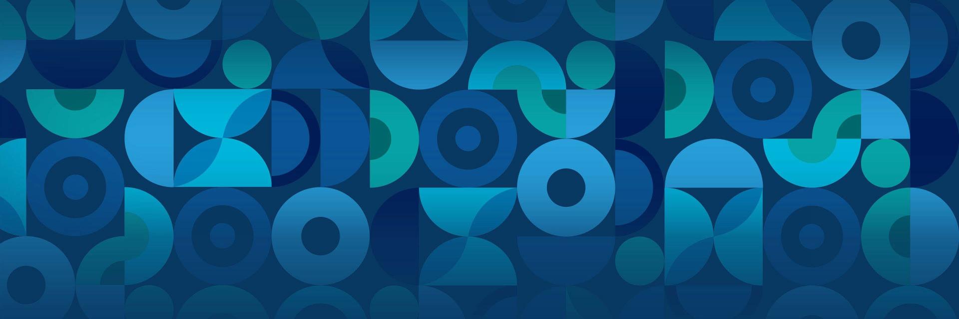 Graphic of circles in shades of blue and green