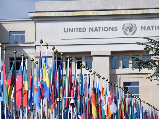 Flags outside the United Nations