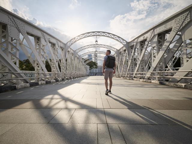 Man walking in Singapore