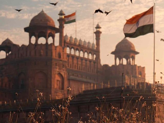 Panoramic view of the Red Fort in Delhi, India