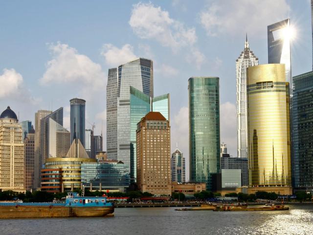 Skyline with World Financial Center in Shanghai, China