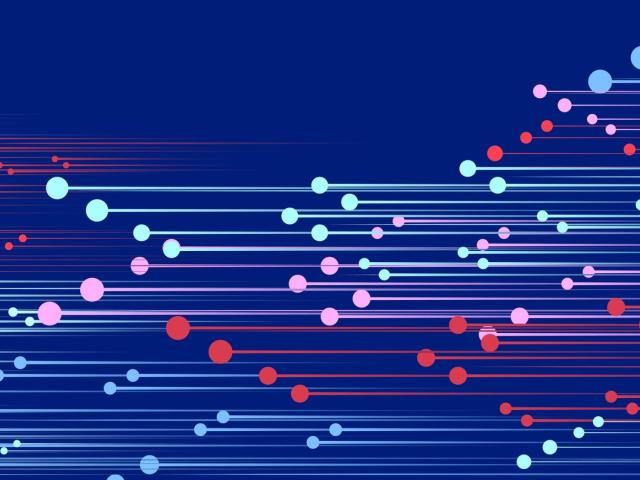Simple geometric particles pattern background in motion stock illustration