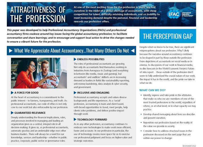 Front page for the Attractiveness of the Profession placemat