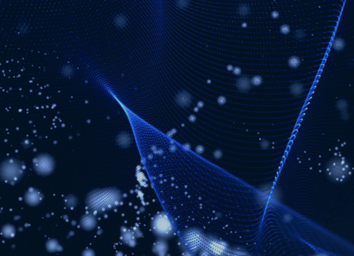 illustration of blue dots and lines on a darker blue background