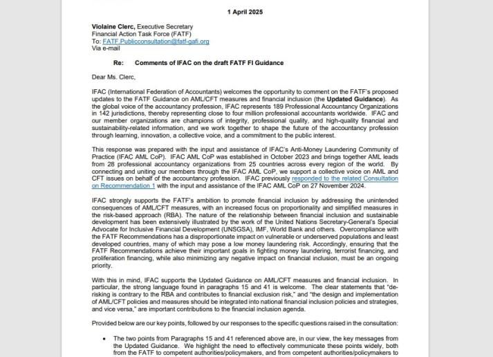 IFAC Response - FATF Consultation on Financial Inclusion Guidance - FINAL - 1st April  2025