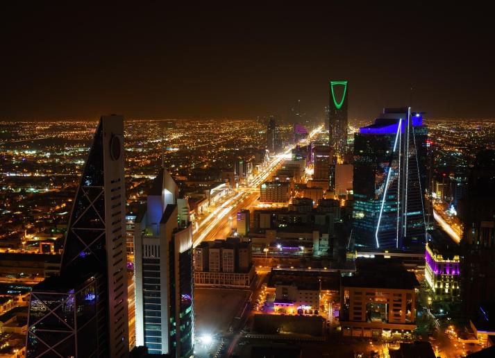 Cityscape of Riyadh at night