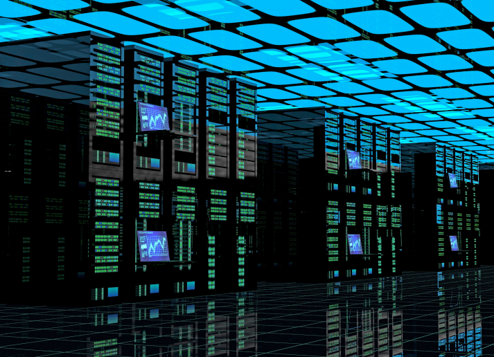 A row of servers in a data center