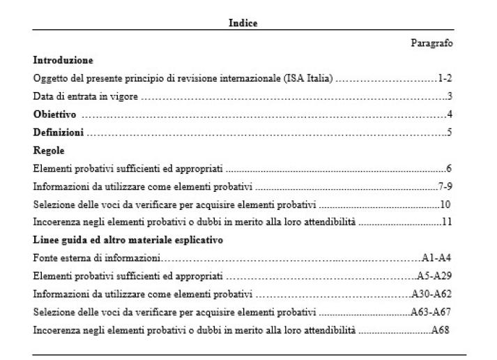 PRINCIPIO DI REVISIONE INTERNAZIONALE 500 ELEMENTI PROBATIVI