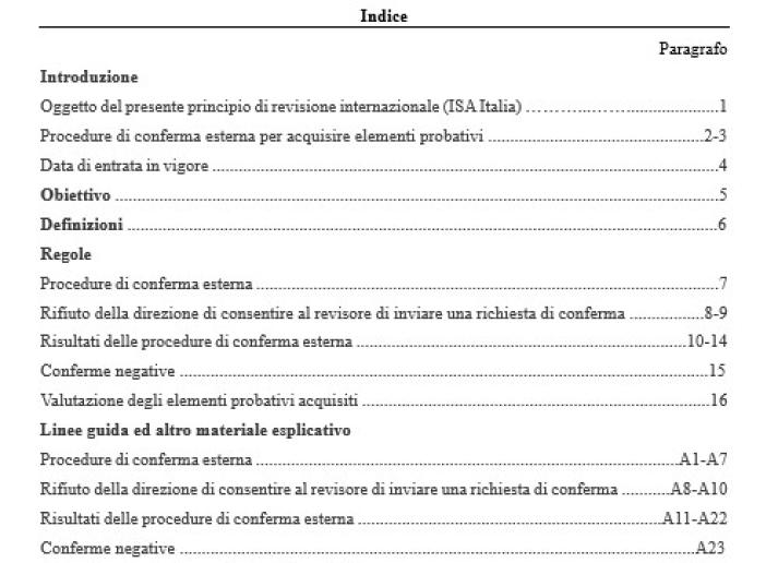 PRINCIPIO DI REVISIONE INTERNAZIONALE (ISA Italia) 505 CONFERME ESTERNE