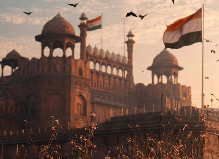 Panoramic view of the Red Fort in Delhi, India