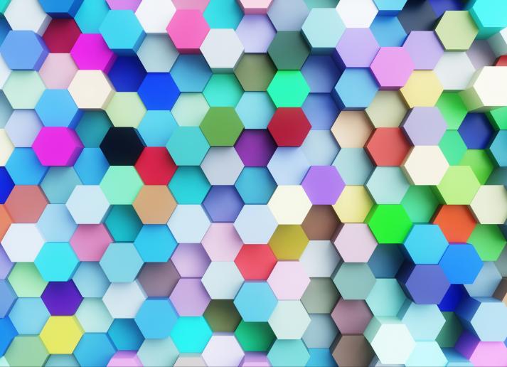 Multi-colored hexagons