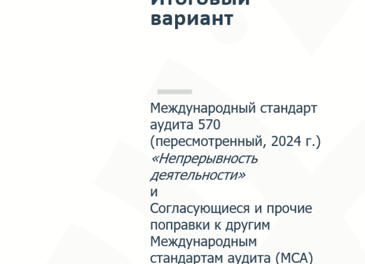 Международный стандарт аудита 570 (пересмотренный, 2024 г.) «Непрерывность деятельности»