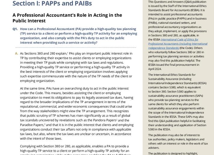IESBA Staff Questions & Answers Tax Planning Services and Activities.pdf