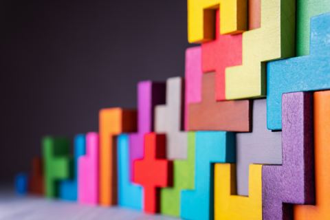 Multicolored blocks stacked on top of each other