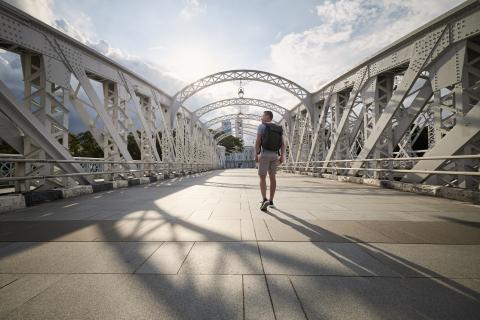 Man walking in Singapore