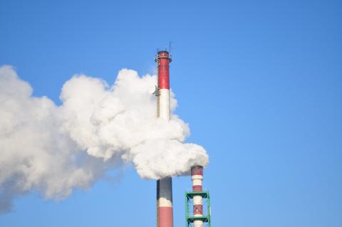 Smokestacks with smoke