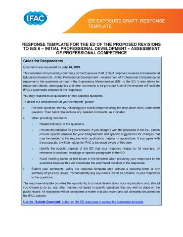 Response Template cover page for IFAC IES 6 ED