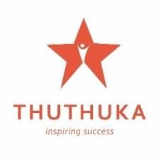The logo of Thuthuka, a red star with a person figure in the middle