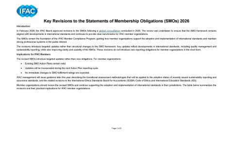 IFAC Statements of Membership Obligations Revisions Summary Table